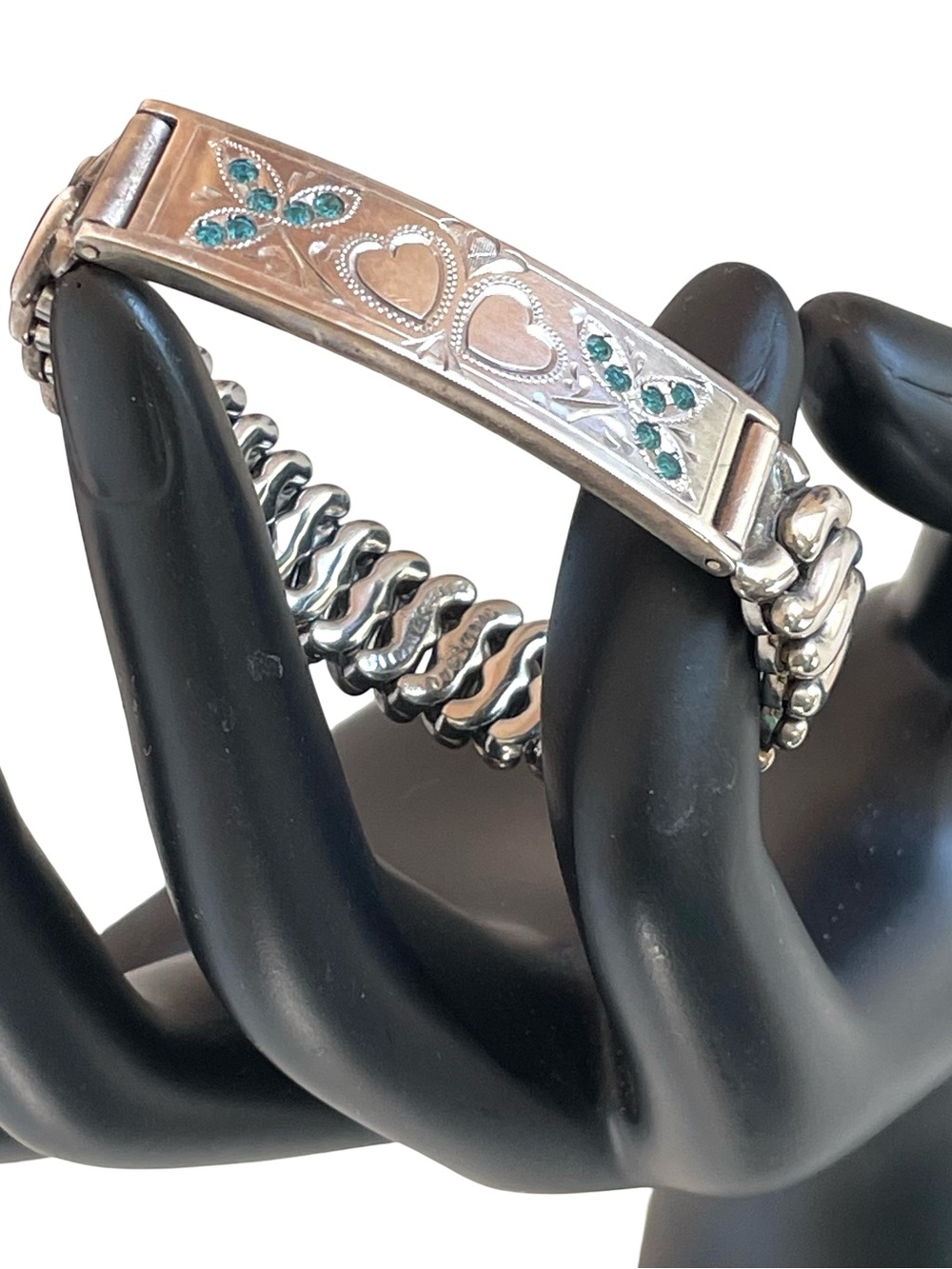 Mid-Century Sterling Engraved Sweetheart Expansion Bracelet